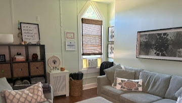 A calm therapy room at the Center for Mind Body Balance in Saddle River, NJ, used for eating disorder support