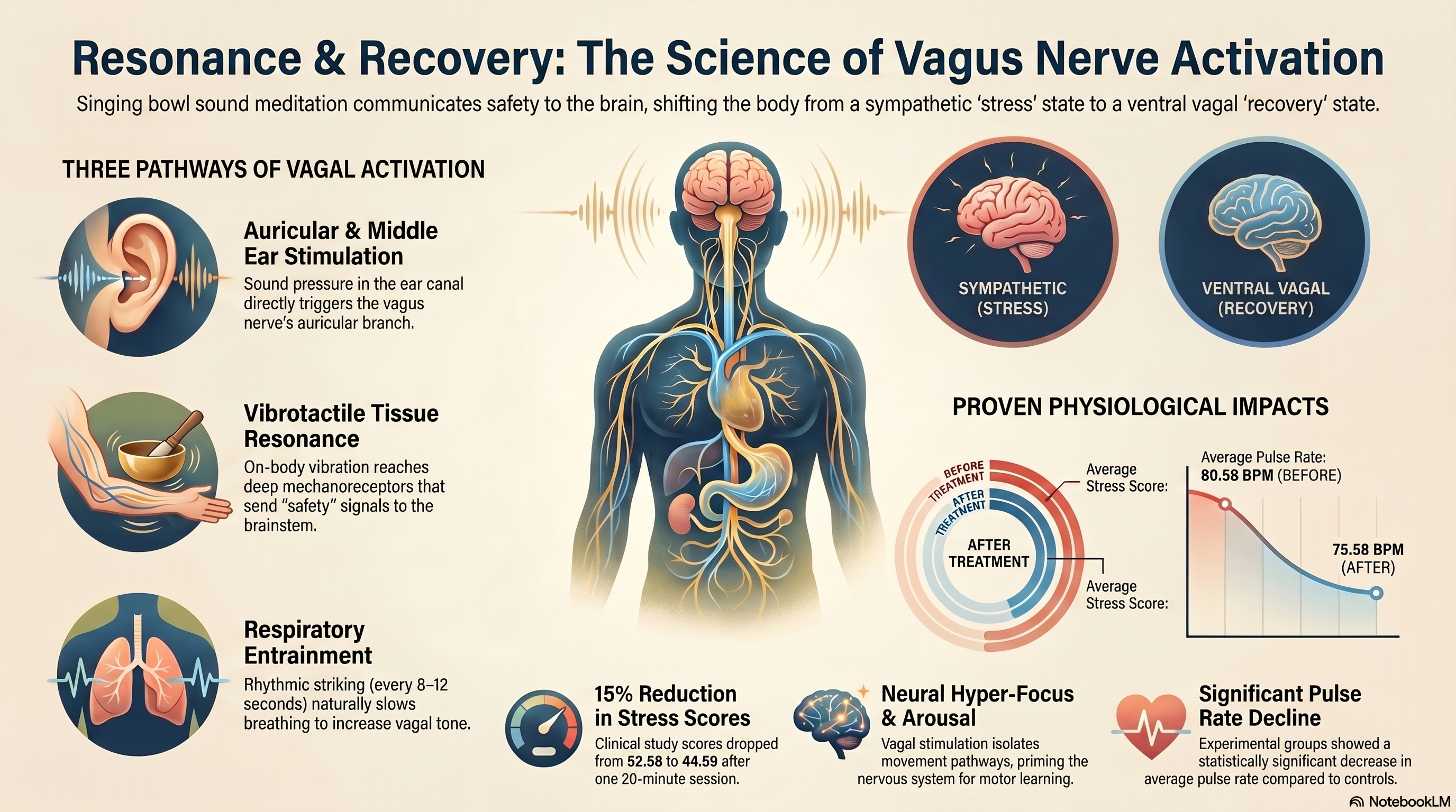Illustration showing the autonomic nervous system and the limbic brain with vagus nerve highlighted