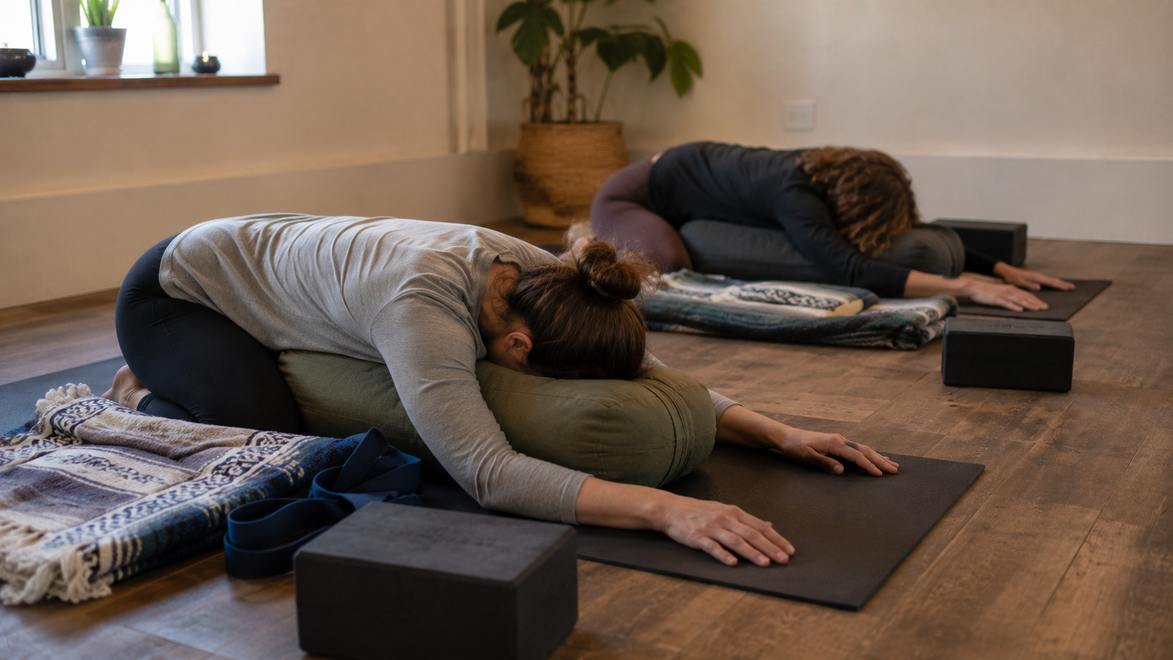 A somatic yoga class in progress at the Center for Mind Body Balance in Saddle River, NJ