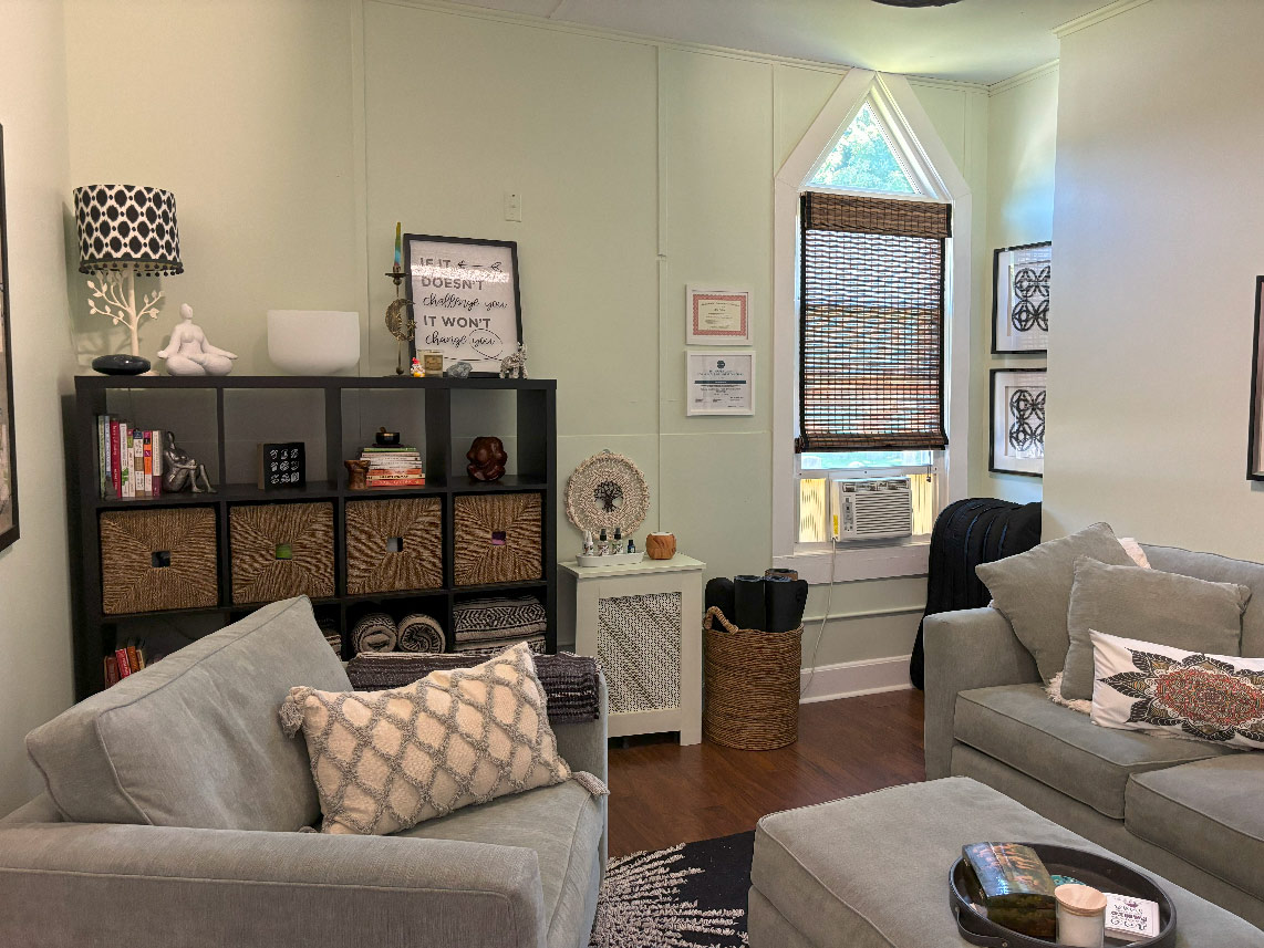 A treatment room inside the 1820 church building at the Center for Mind Body Balance in Saddle River, NJ