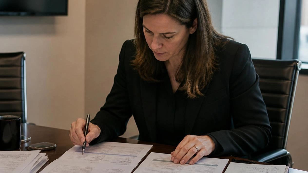 An investigator comparing a vendor invoice against the original purchase order and bid file