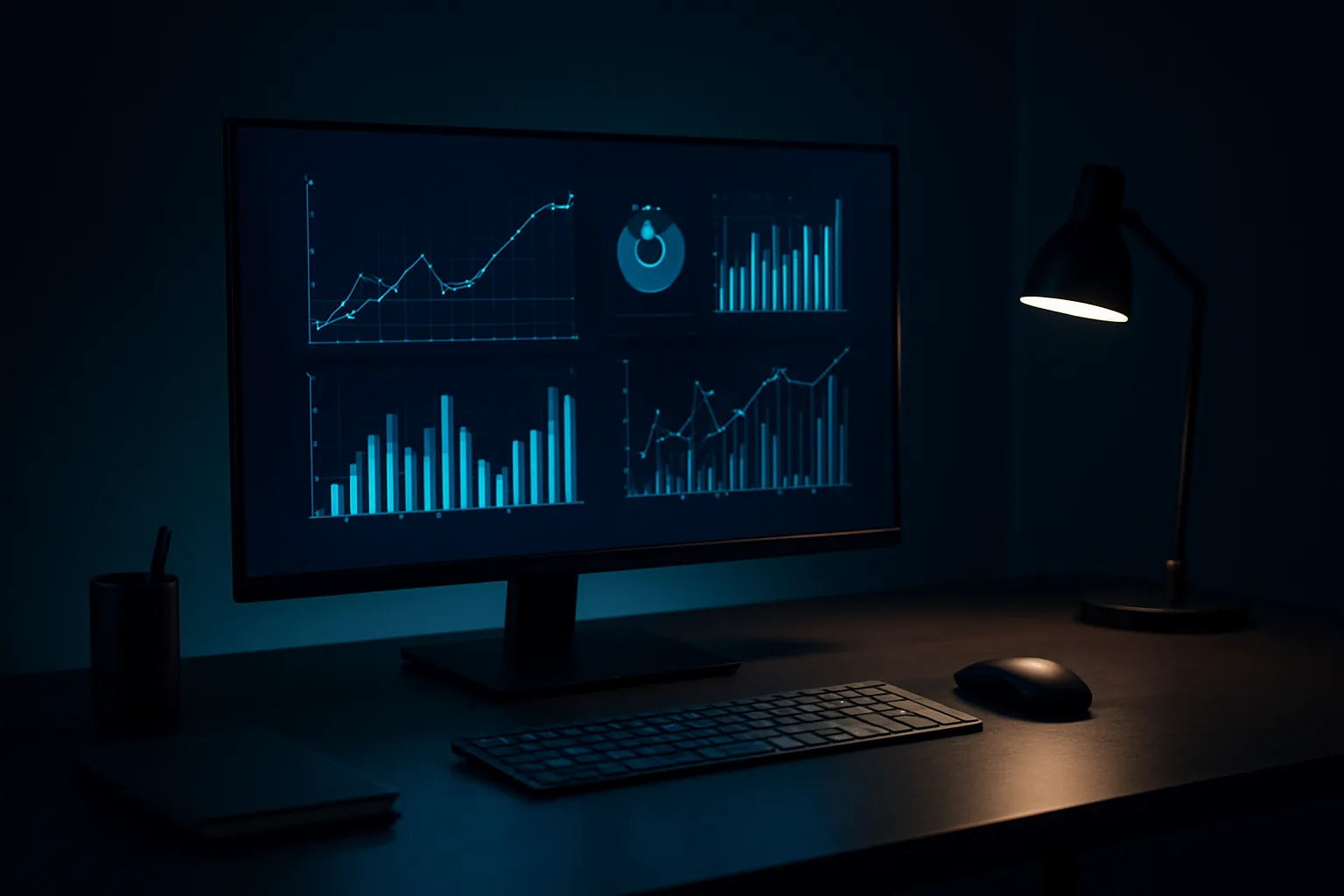 Business team reviewing AI-generated financial insights on a unified dashboard